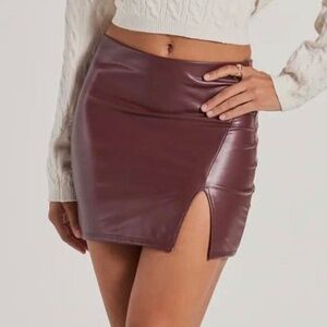 Plum Leather Mini Skirt